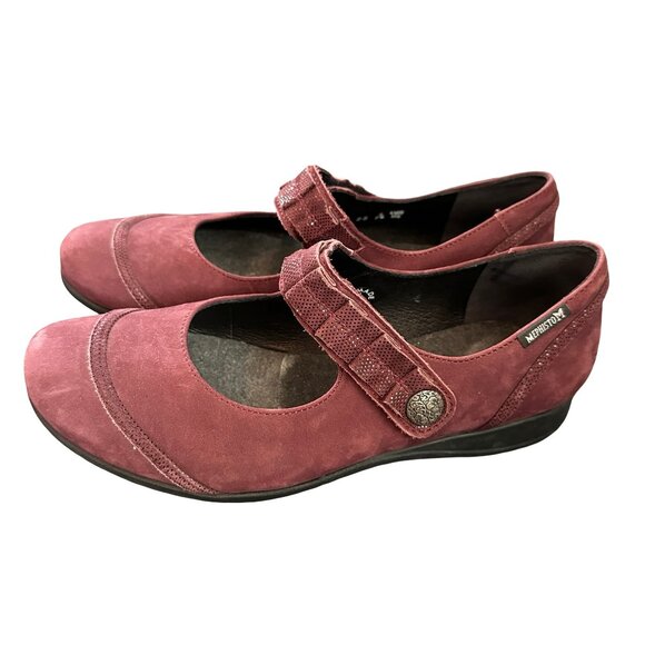 Mephisto Burgundy Suede Mary Jane Shoes Size 7.5 Comfort Flats - Picture 6 of 7